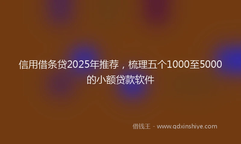 信用借条贷2025年推荐，梳理五个1000至5000的小额贷款软件