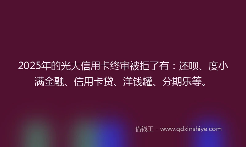 2025年的光大信用卡终审被拒了有：还呗、度小满金融、信用卡贷、洋钱罐、分期乐等。