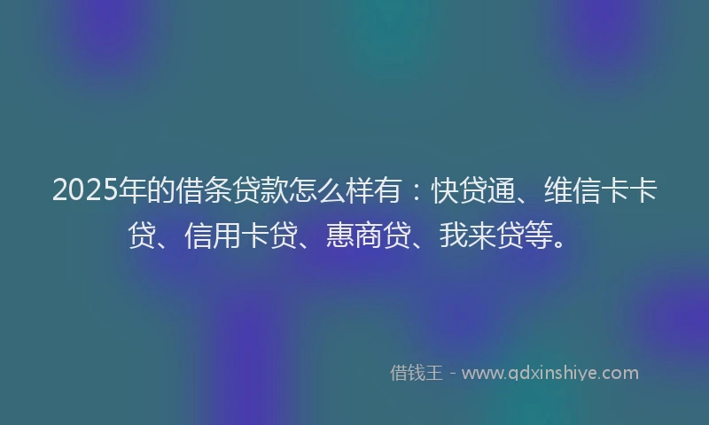 2025年的借条贷款怎么样有：快贷通、维信卡卡贷、信用卡贷、惠商贷、我来贷等。