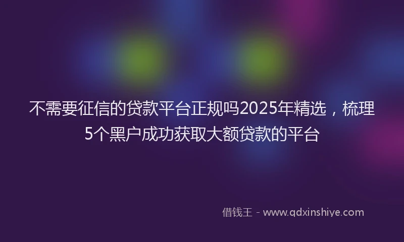 不需要征信的贷款平台正规吗2025年精选，梳理5个黑户成功获取大额贷款的平台