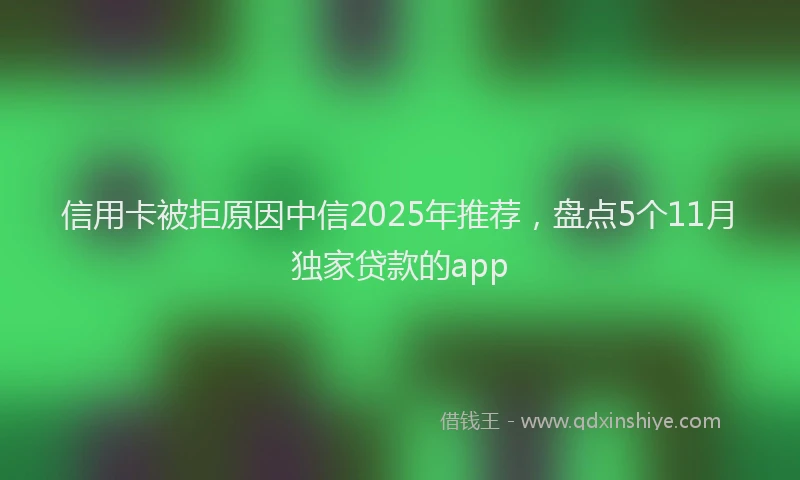 信用卡被拒原因中信2025年推荐，盘点5个11月独家贷款的app