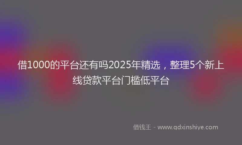借1000的平台还有吗2025年精选，整理5个新上线贷款平台门槛低平台
