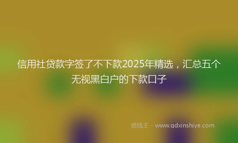 信用社贷款字签了不下款2025年精选，汇总五个无视黑白户的下款口子