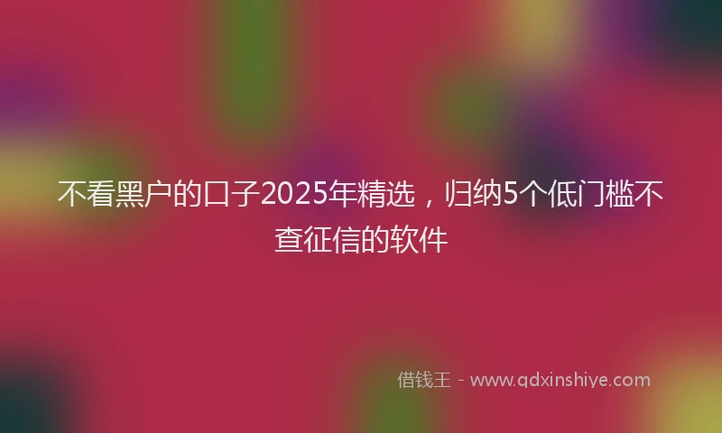 不看黑户的口子2025年精选，归纳5个低门槛不查征信的软件