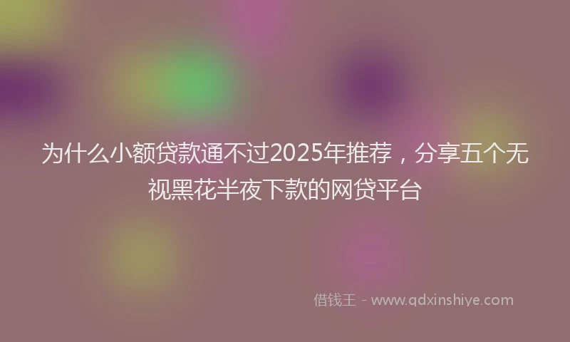 为什么小额贷款通不过2025年推荐，分享五个无视黑花半夜下款的网贷平台