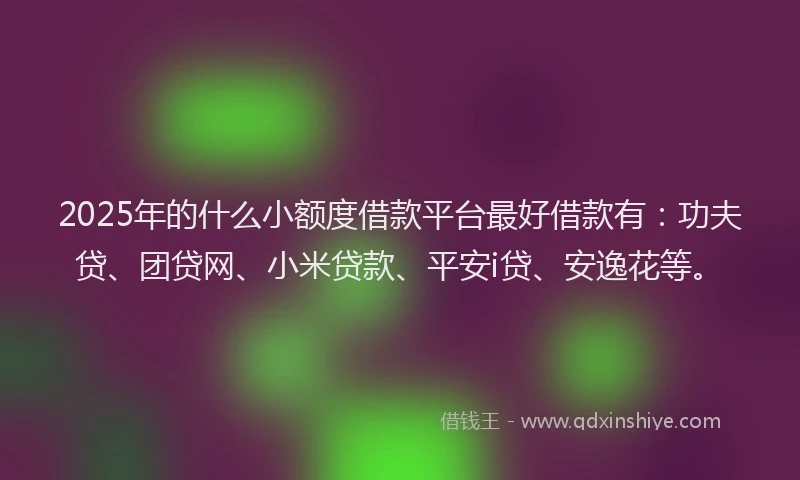 2025年的什么小额度借款平台最好借款有：功夫贷、团贷网、小米贷款、平安i贷、安逸花等。