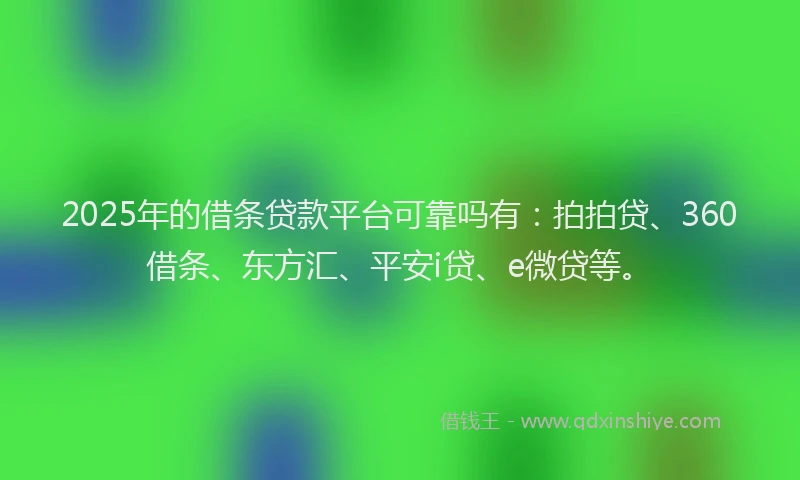 2025年的借条贷款平台可靠吗有：拍拍贷、360借条、东方汇、平安i贷、e微贷等。