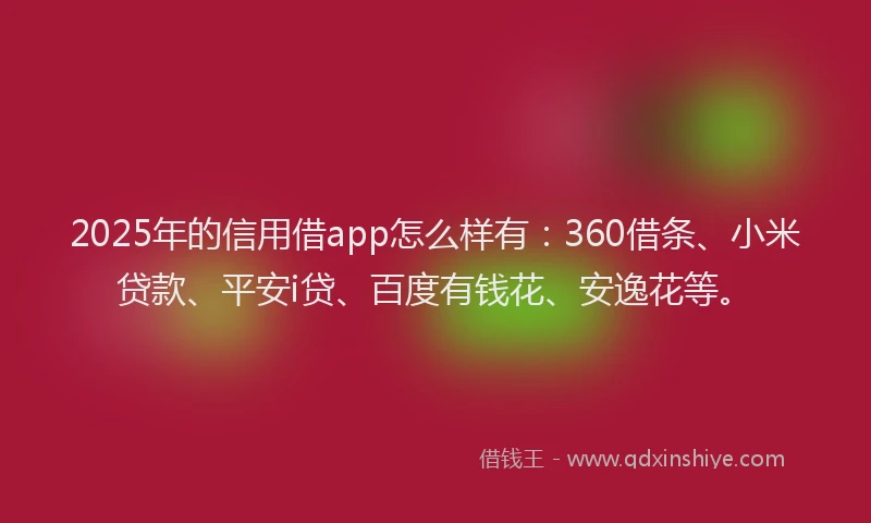2025年的信用借app怎么样有：360借条、小米贷款、平安i贷、百度有钱花、安逸花等。