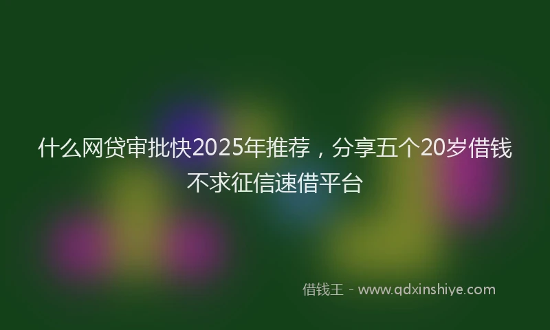 什么网贷审批快2025年推荐，分享五个20岁借钱不求征信速借平台