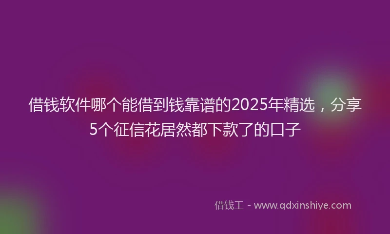 借钱软件哪个能借到钱靠谱的2025年精选，分享5个征信花居然都下款了的口子