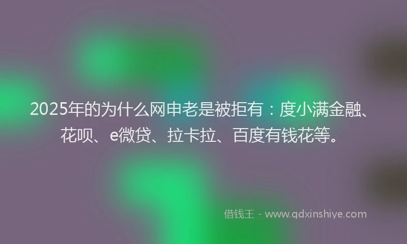 2025年的为什么网申老是被拒有：度小满金融、花呗、e微贷、拉卡拉、百度有钱花等。