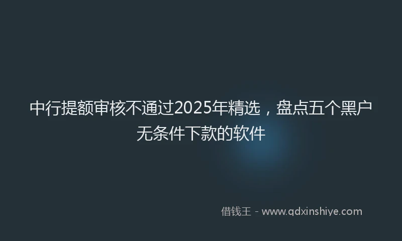 中行提额审核不通过2025年精选，盘点五个黑户无条件下款的软件