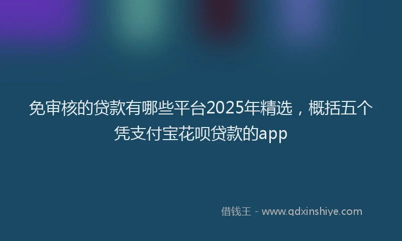 免审核的贷款有哪些平台2025年精选，概括五个凭支付宝花呗贷款的app