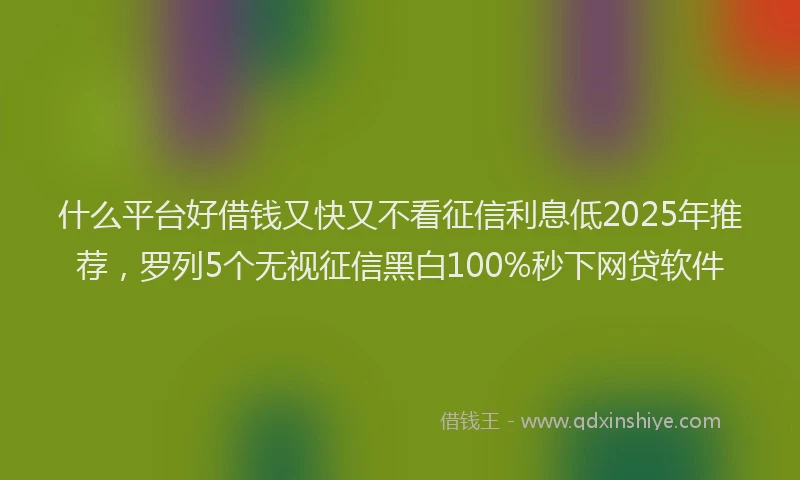 什么平台好借钱又快又不看征信利息低2025年推荐，罗列5个无视征信黑白100%秒下网贷软件