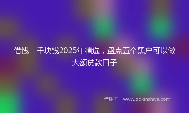 借钱一千块钱2025年精选，盘点五个黑户可以做大额贷款口子