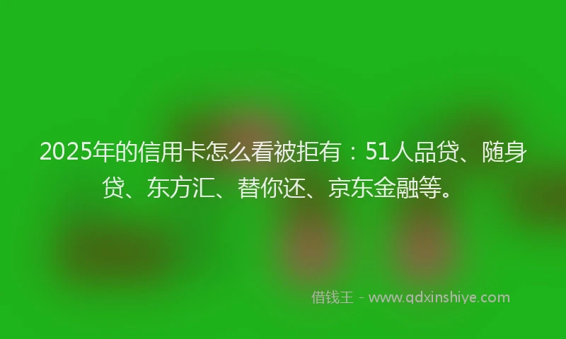 2025年的信用卡怎么看被拒有：51人品贷、随身贷、东方汇、替你还、京东金融等。