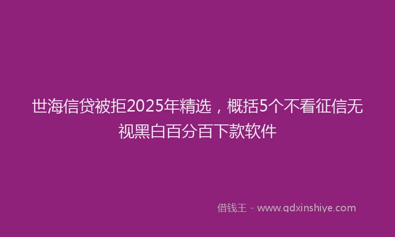 世海信贷被拒2025年精选，概括5个不看征信无视黑白百分百下款软件