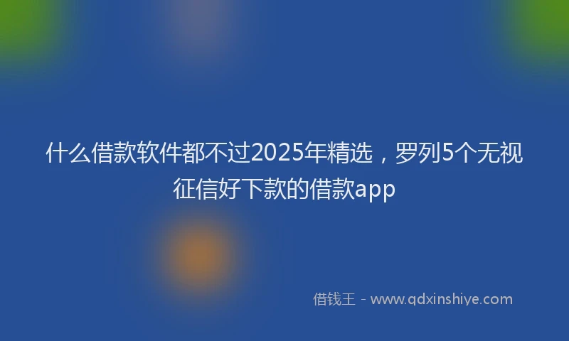 什么借款软件都不过2025年精选，罗列5个无视征信好下款的借款app