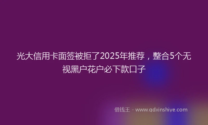 光大信用卡面签被拒了2025年推荐，整合5个无视黑户花户必下款口子