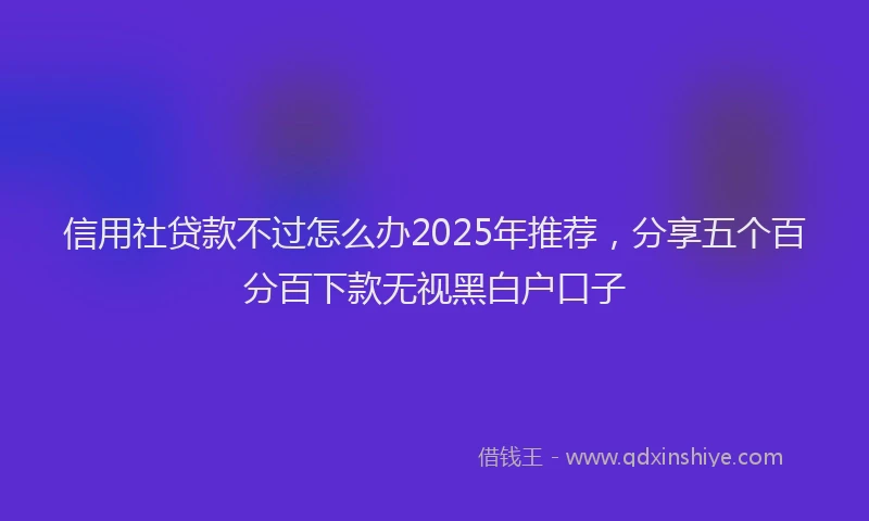 信用社贷款不过怎么办2025年推荐，分享五个百分百下款无视黑白户口子