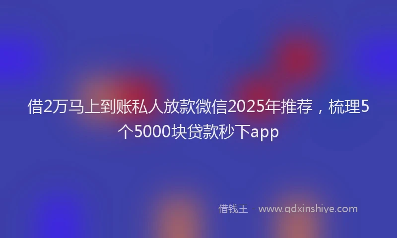 借2万马上到账私人放款微信2025年推荐，梳理5个5000块贷款秒下app