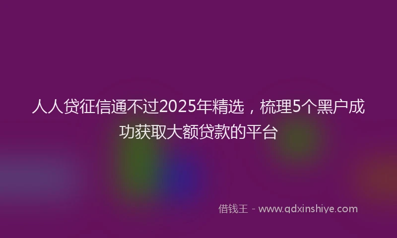 人人贷征信通不过2025年精选，梳理5个黑户成功获取大额贷款的平台