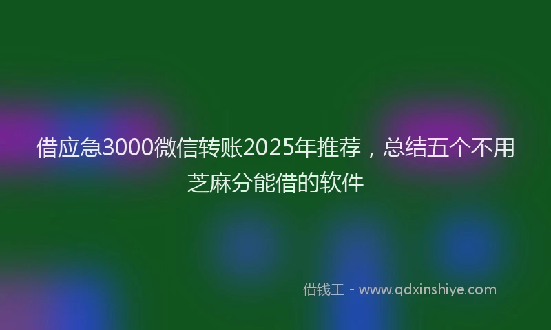 借应急3000微信转账2025年推荐，总结五个不用芝麻分能借的软件