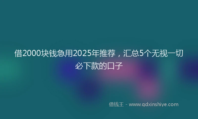 借2000块钱急用2025年推荐，汇总5个无视一切必下款的口子