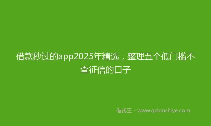 借款秒过的app2025年精选，整理五个低门槛不查征信的口子