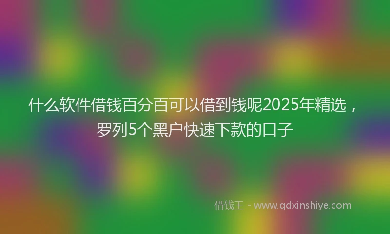 什么软件借钱百分百可以借到钱呢2025年精选，罗列5个黑户快速下款的口子