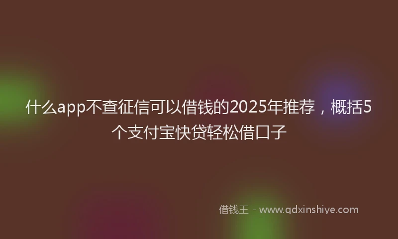 什么app不查征信可以借钱的2025年推荐，概括5个支付宝快贷轻松借口子
