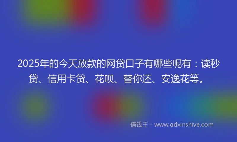 2025年的今天放款的网贷口子有哪些呢有：读秒贷、信用卡贷、花呗、替你还、安逸花等。