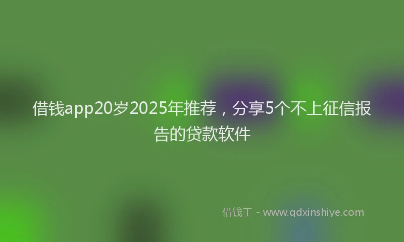 借钱app20岁2025年推荐，分享5个不上征信报告的贷款软件