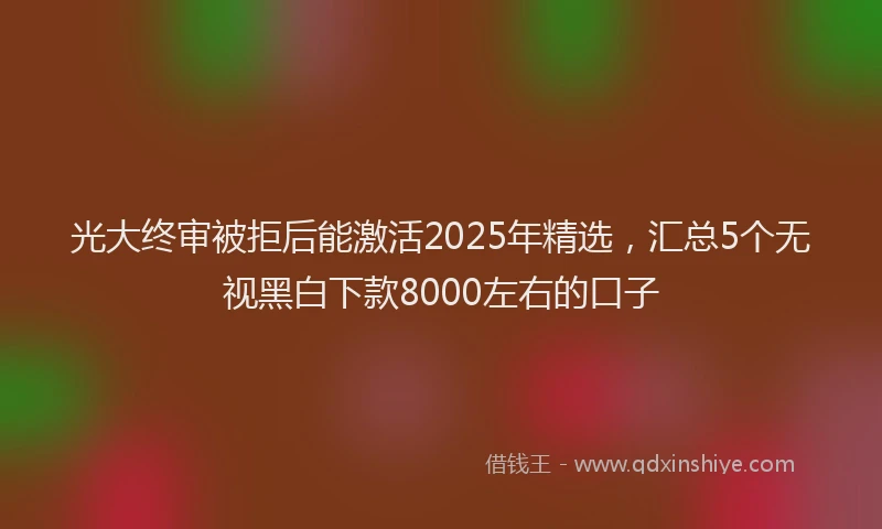 光大终审被拒后能激活2025年精选，汇总5个无视黑白下款8000左右的口子
