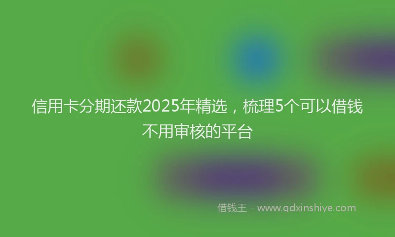 信用卡分期还款2025年精选，梳理5个可以借钱不用审核的平台