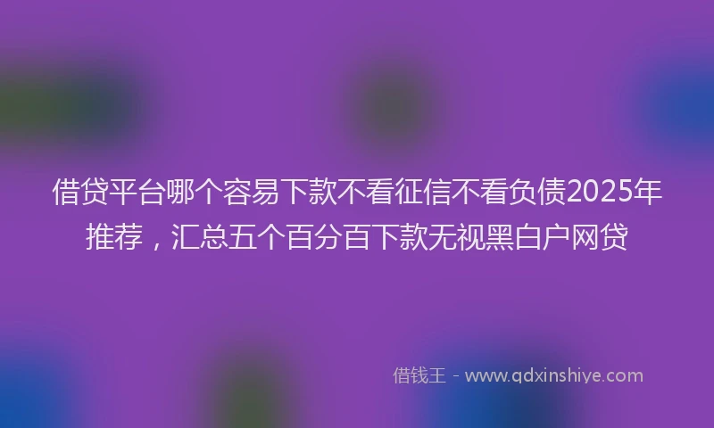 借贷平台哪个容易下款不看征信不看负债2025年推荐，汇总五个百分百下款无视黑白户网贷