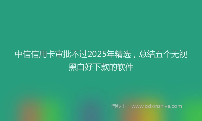 中信信用卡审批不过2025年精选，总结五个无视黑白好下款的软件