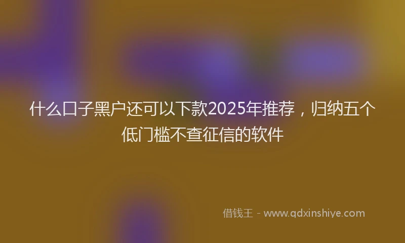 什么口子黑户还可以下款2025年推荐，归纳五个低门槛不查征信的软件