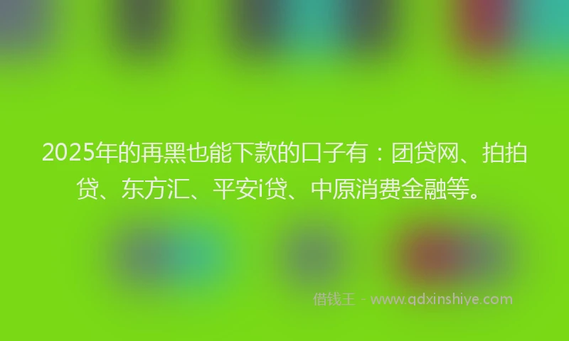 2025年的再黑也能下款的口子有：团贷网、拍拍贷、东方汇、平安i贷、中原消费金融等。