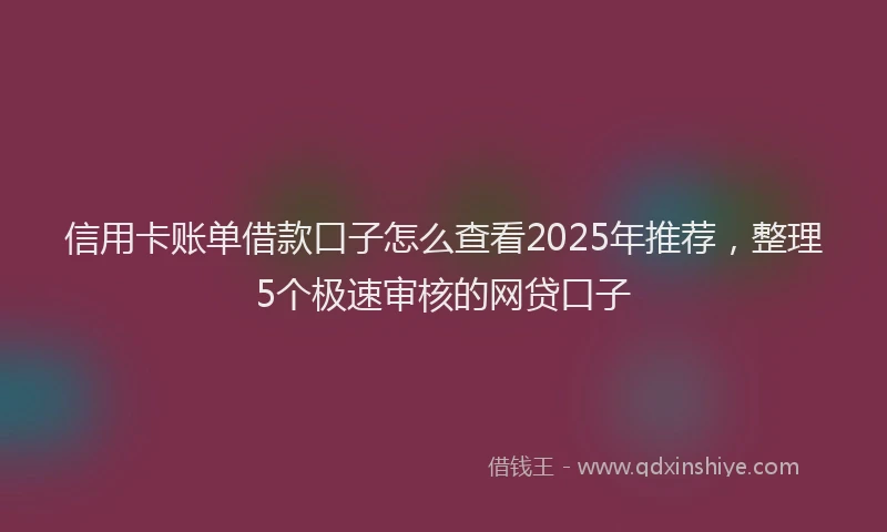 信用卡账单借款口子怎么查看2025年推荐，整理5个极速审核的网贷口子