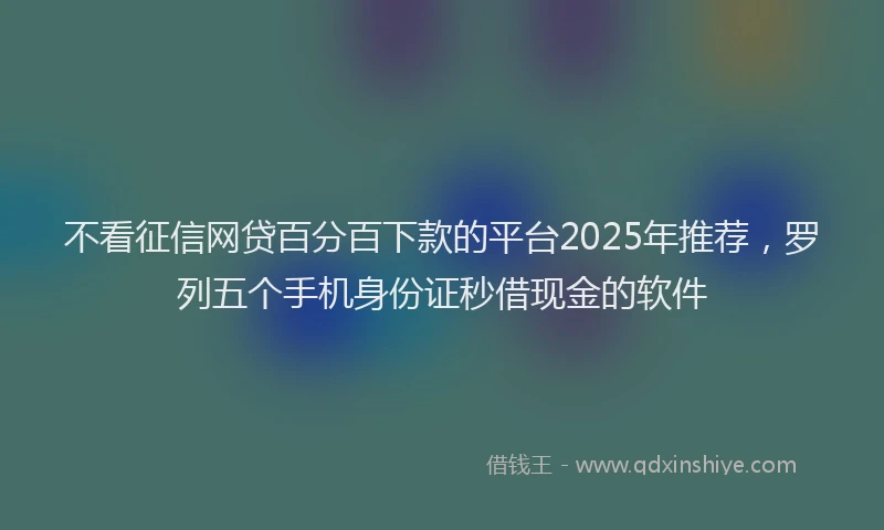 不看征信网贷百分百下款的平台2025年推荐，罗列五个手机身份证秒借现金的软件