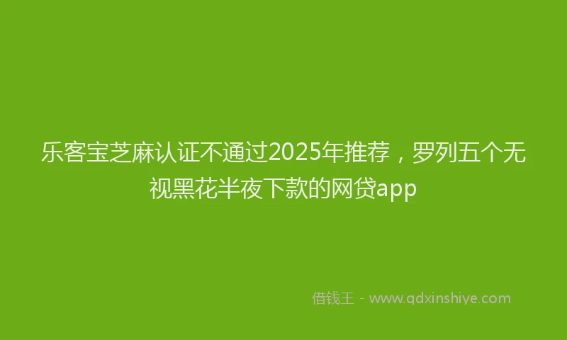 乐客宝芝麻认证不通过2025年推荐，罗列五个无视黑花半夜下款的网贷app