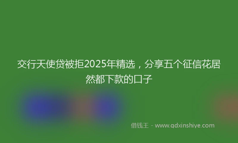 交行天使贷被拒2025年精选，分享五个征信花居然都下款的口子