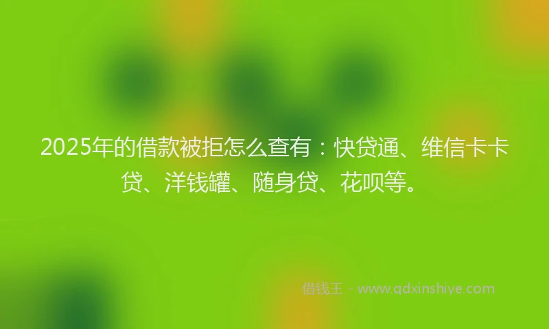2025年的借款被拒怎么查有：快贷通、维信卡卡贷、洋钱罐、随身贷、花呗等。