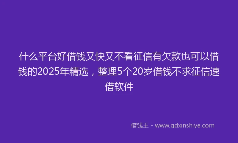 什么平台好借钱又快又不看征信有欠款也可以借钱的2025年精选，整理5个20岁借钱不求征信速借软件