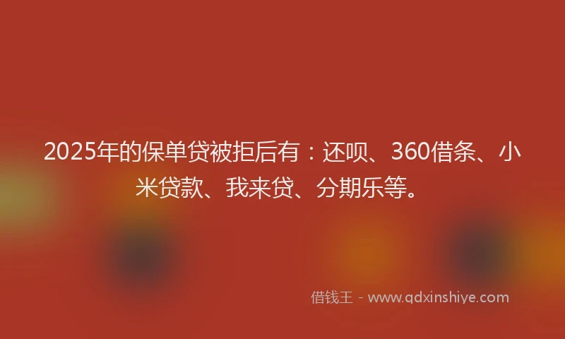 2025年的保单贷被拒后有：还呗、360借条、小米贷款、我来贷、分期乐等。