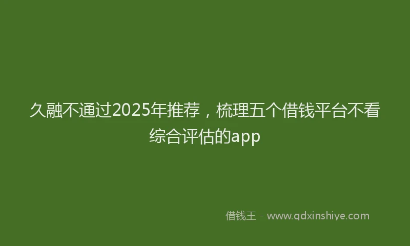 久融不通过2025年推荐，梳理五个借钱平台不看综合评估的app