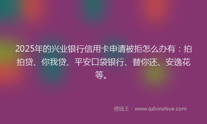 2025年的兴业银行信用卡申请被拒怎么办有：拍拍贷、你我贷、平安口袋银行、替你还、安逸花等。