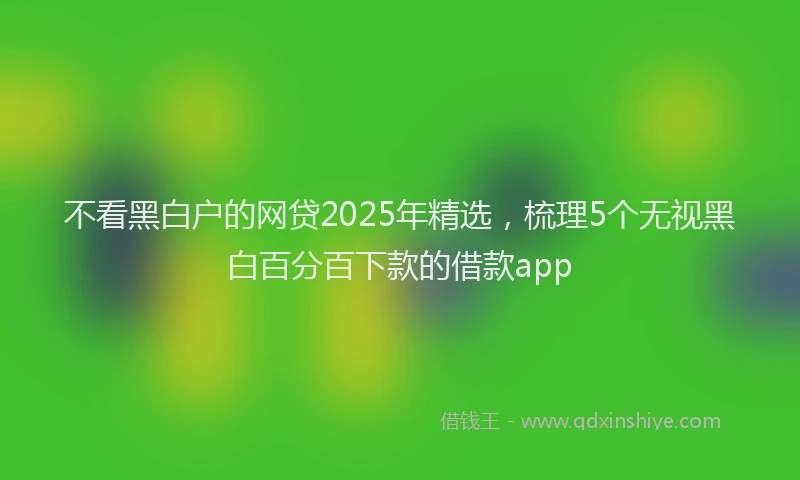 不看黑白户的网贷2025年精选，梳理5个无视黑白百分百下款的借款app
