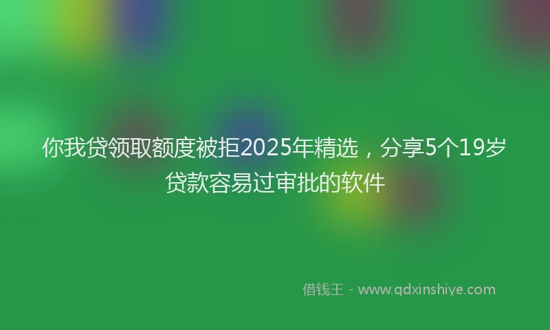 你我贷领取额度被拒2025年精选，分享5个19岁贷款容易过审批的软件